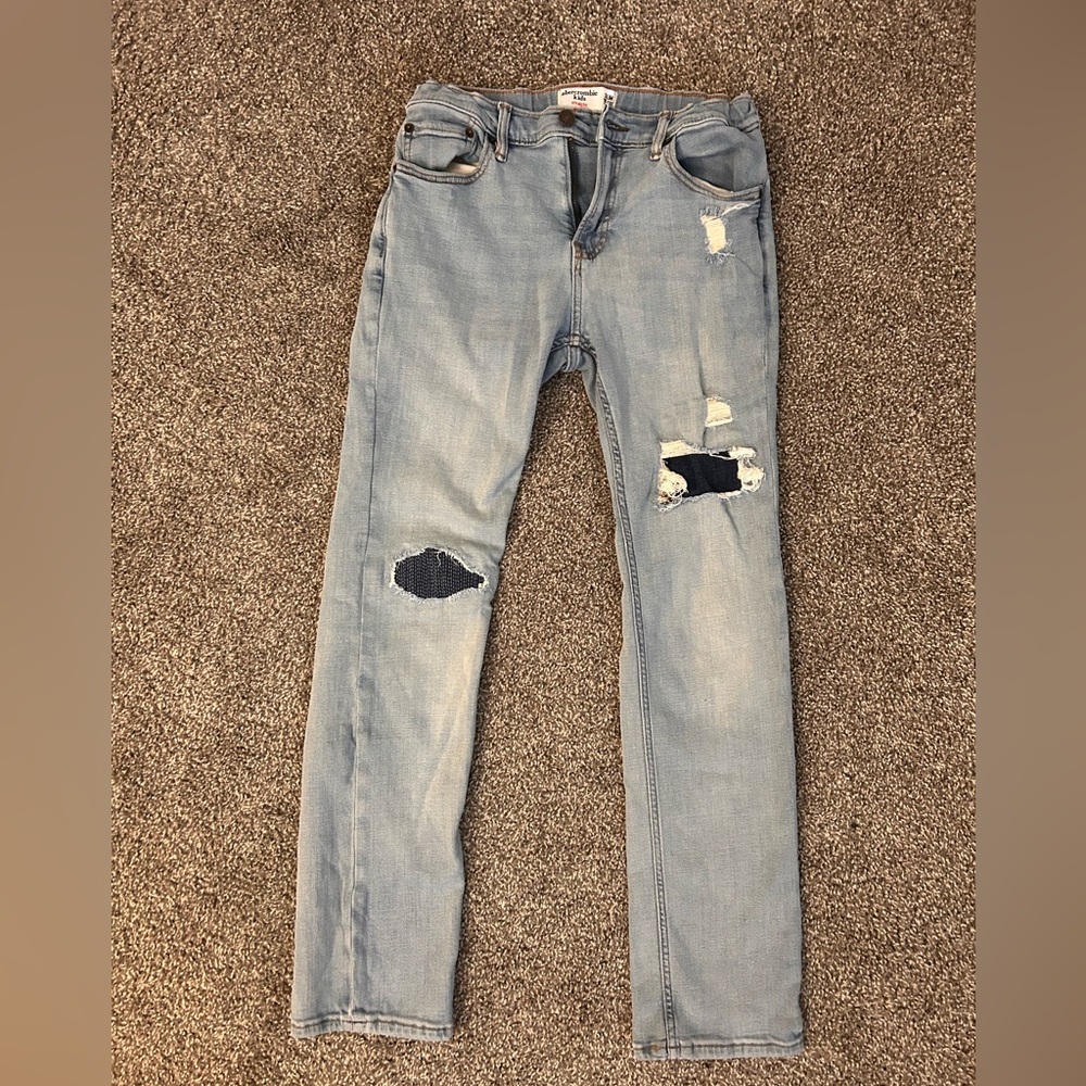 Abercrombie Kids Girl’s Slim Fit Blue Distressed Jean Size 15/16